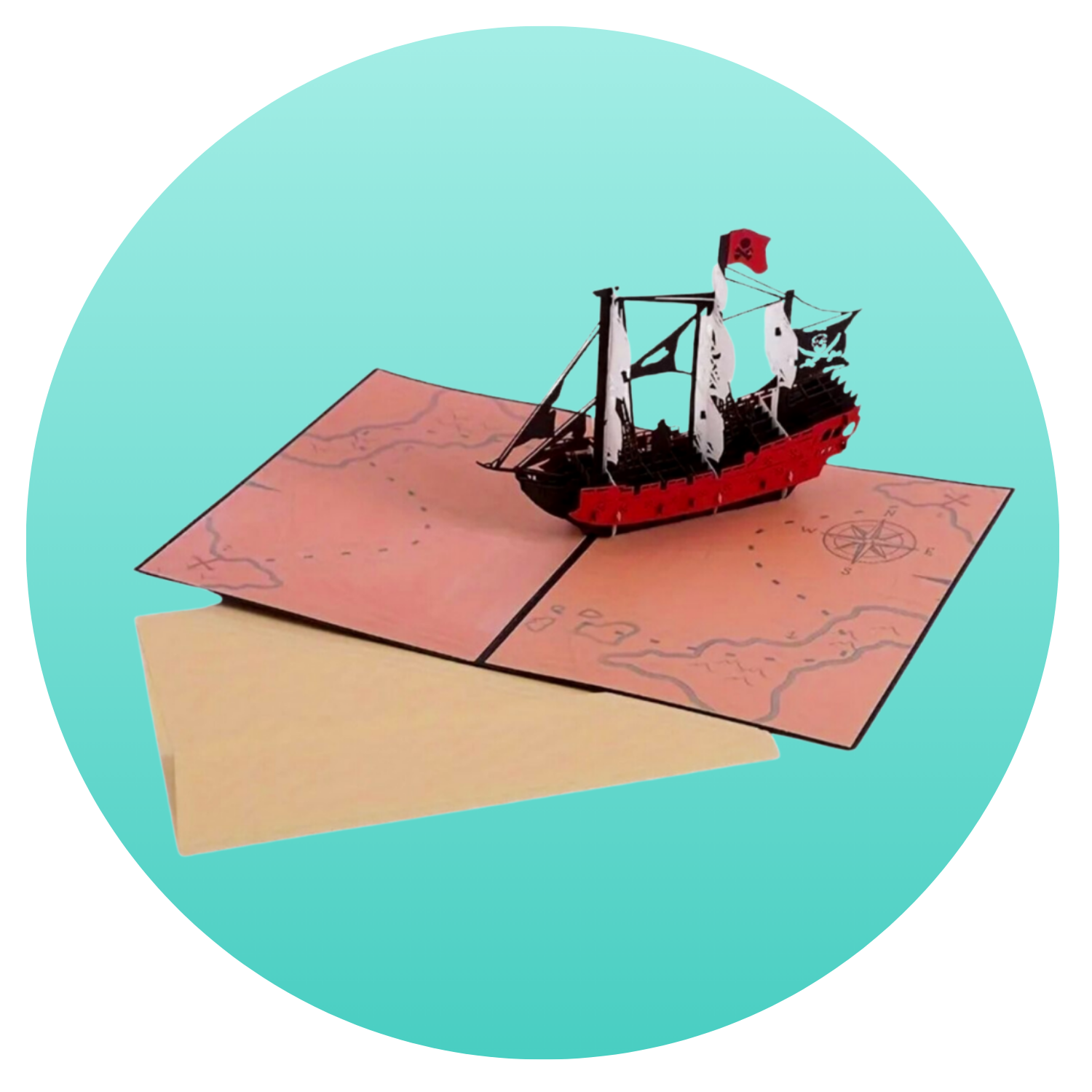 Wenskaart 3D piratenschip